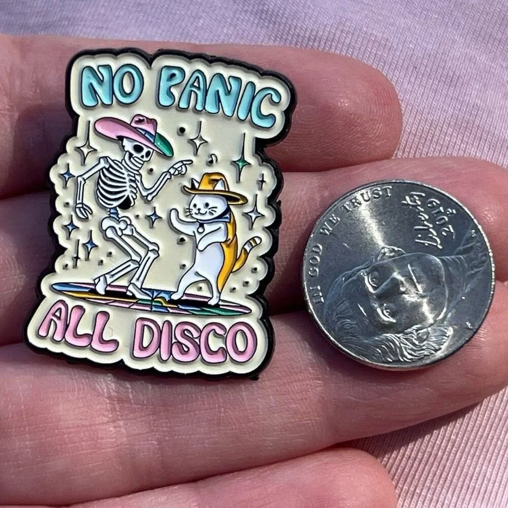 All Panic No Disco Skeleton and Cowboy Kitty Rodeo Dance Enamel Pin